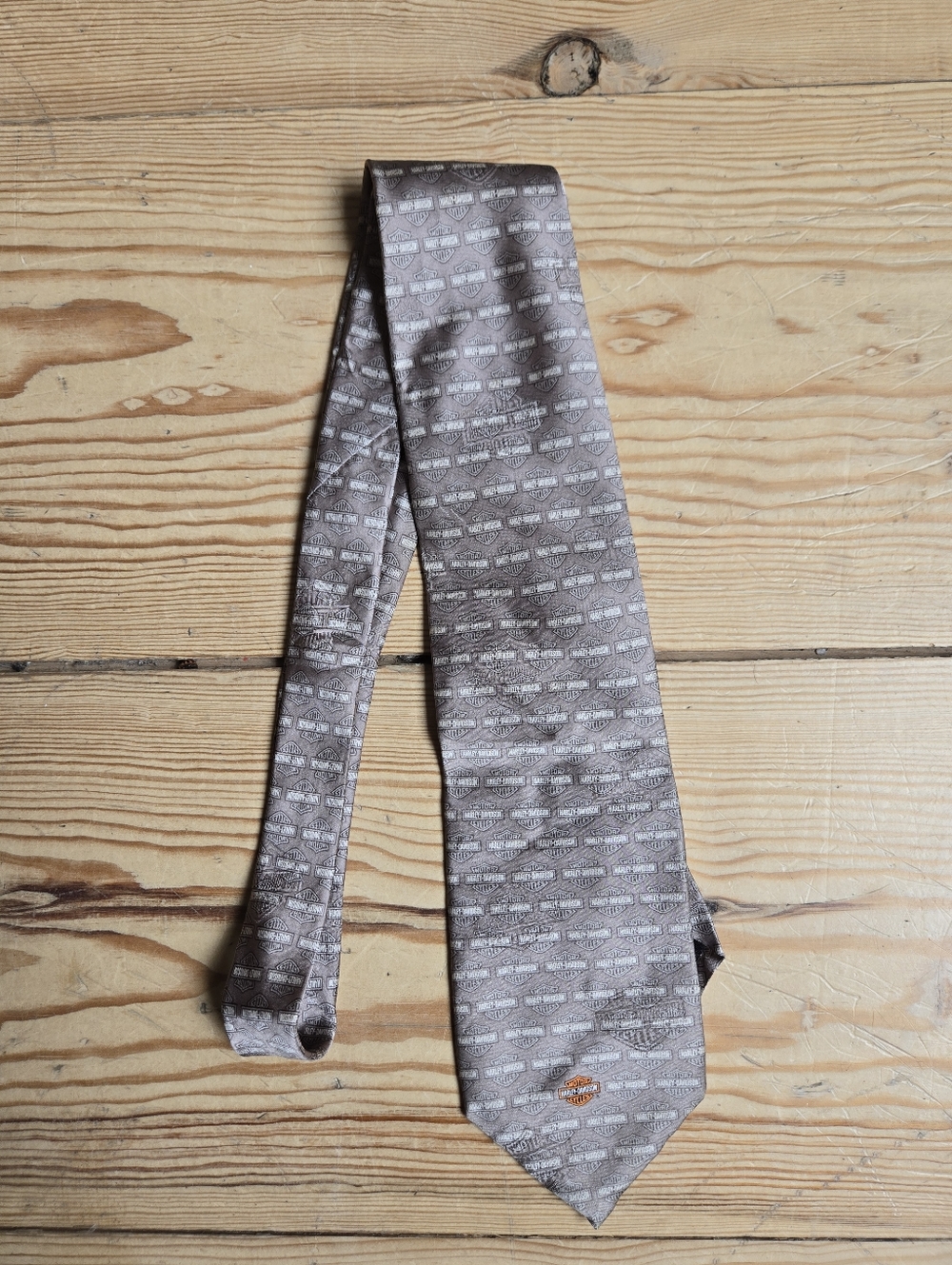 Harley-Davidson Silver Logo Silk Tie Classic Mens